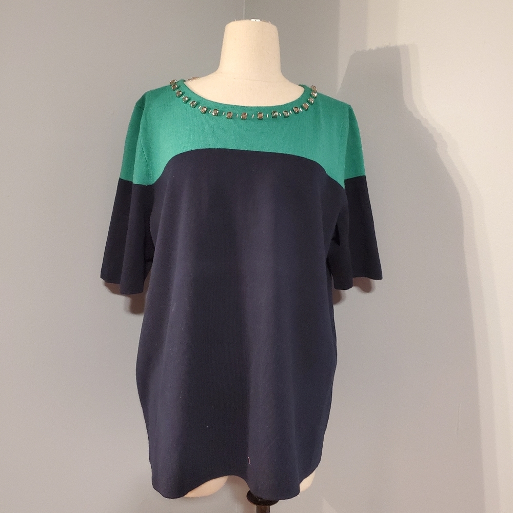 Talbots color block short sleeve sweater